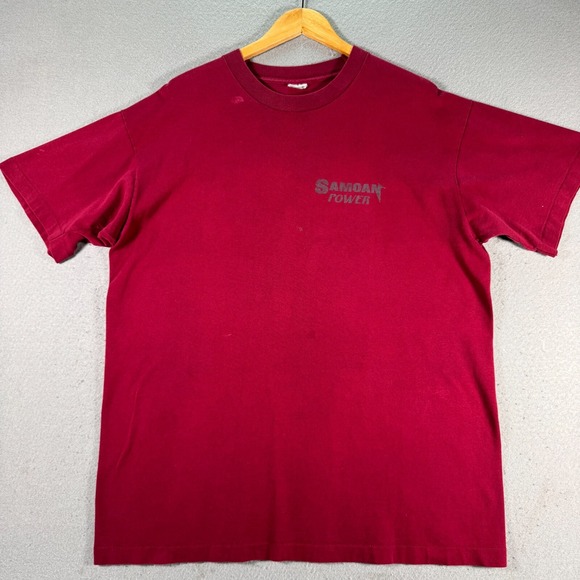 Vintage Samoan Power Tau Sala T-Shirt Adult XL Red Floral Island Girl Graphic‎